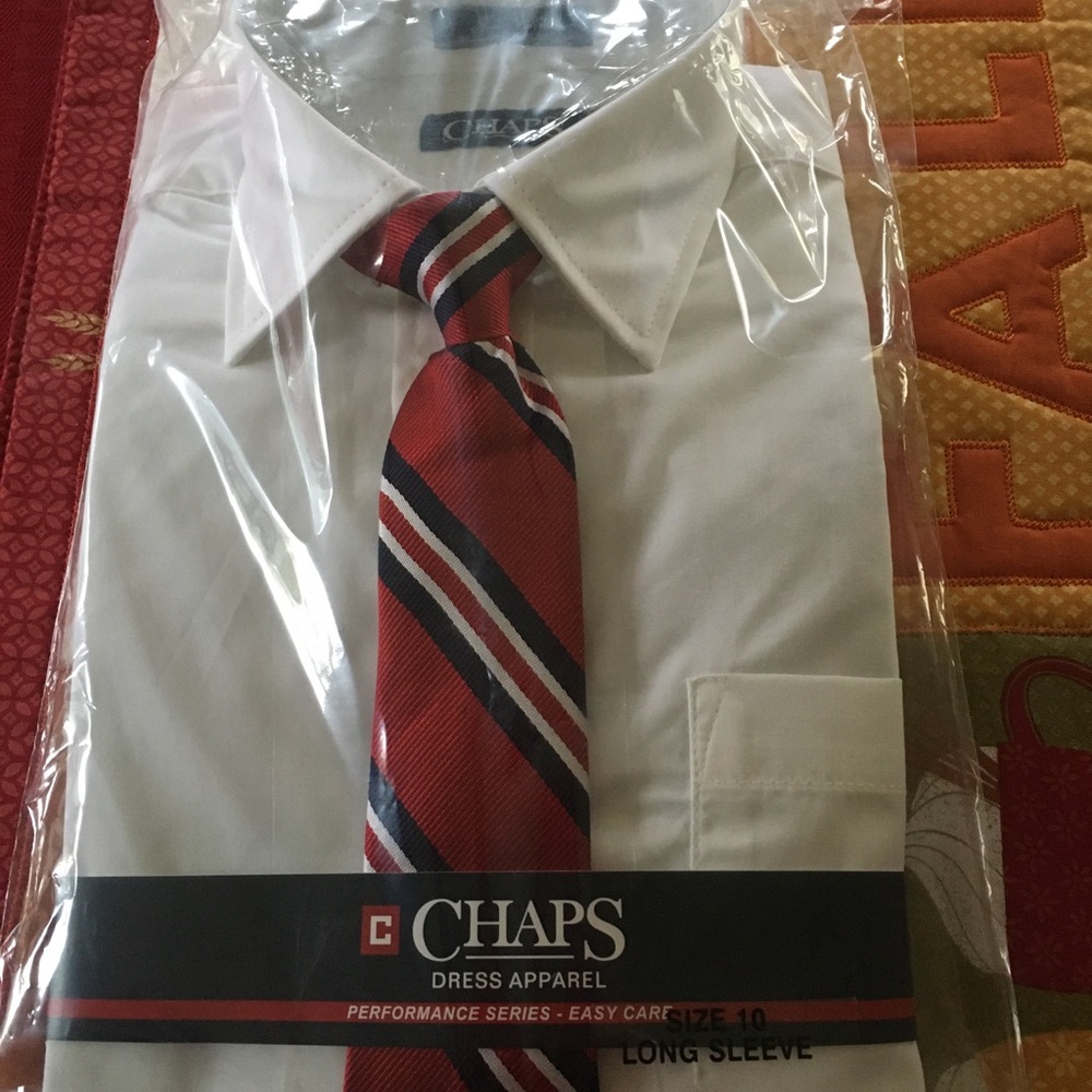 Chaps Boys Dress Shirt with Tie Size 10 NWT